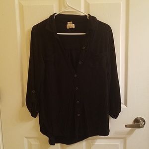 Black button down three quarter length top size M
